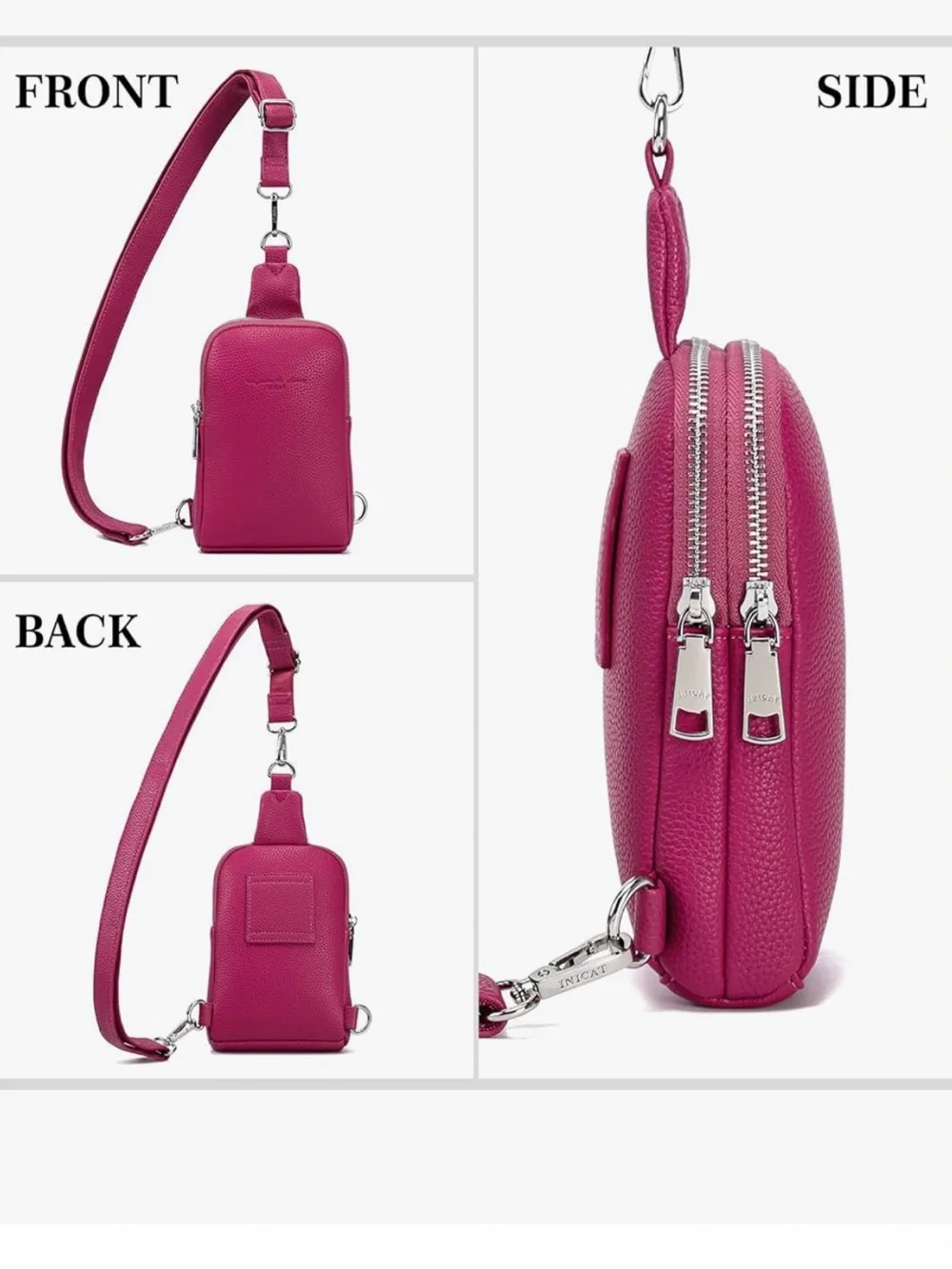 INICAT Anti Theft Crossbody Bag Adjustable Fanny Pack Travel Zip Compartments